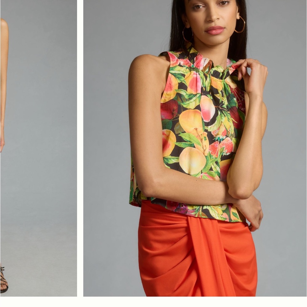 Anthropologie Maeve Ruffle Neck Halter - Peach